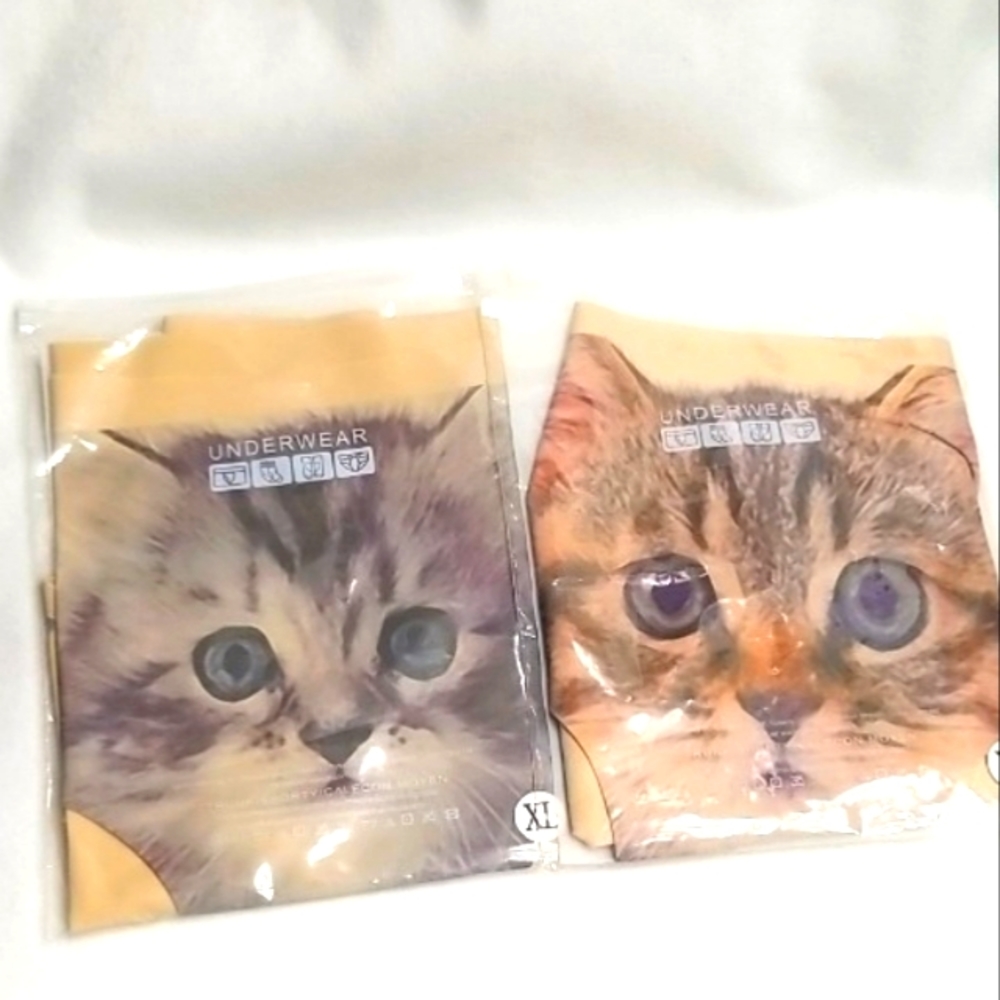 NEW! MEOW Cat  Underwear/Kitties Pantys 2 pair Funny Gift Bachelotette XL